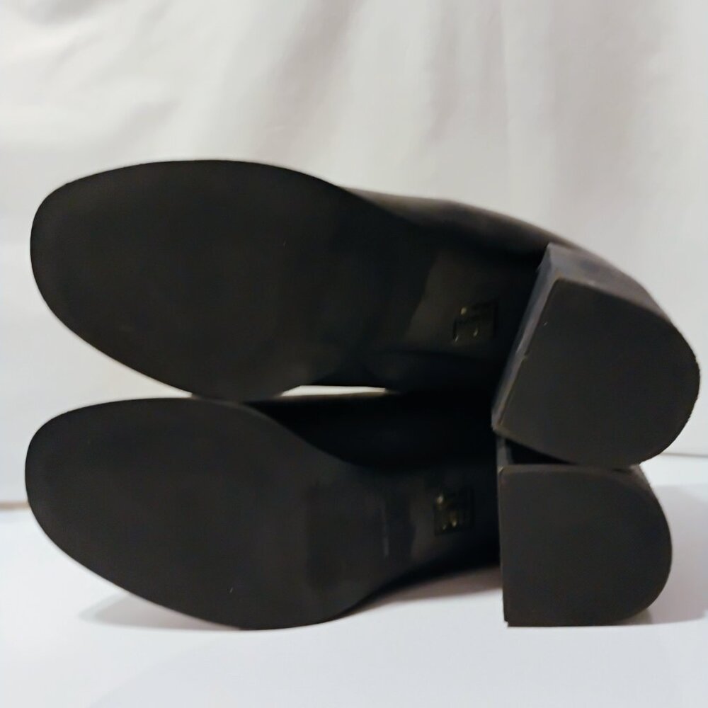 Free People Booties Ankle Boots Terrah Leather Chunky Heel Pull Slip On Black 41 - Picture 7 of 11